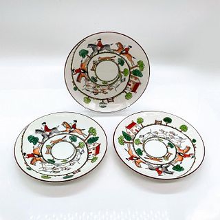 3pc Crown Staffordshire Bread and Butter Plates, Hunting