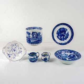 6pc Vintage European Blue and White Kitchenware