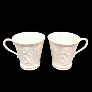 Pair of Belleek Ceramic Mugs, Irish Wolfhound