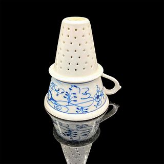 Vintage Porcelain Jelly Strainer, Blue Onion Pattern