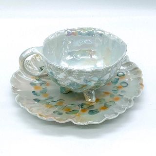 Pair of German Lustre Footed Cup and Saucer