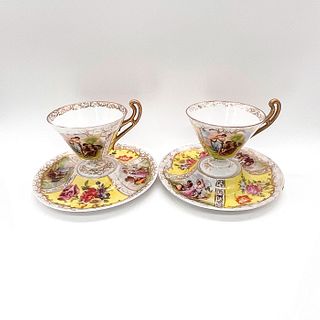 4ps Austrian Porcelain Tea Cups and Saucers
