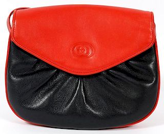 GUCCI BLACK AND RED LEATHER BAG