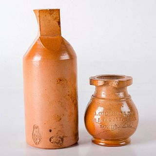 Doulton Lambeth Stoneware Ink Bottle and Jar