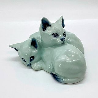 Royal Doulton Blue Flambe Figural Group of Two Cats