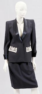 ESCADA COUTURE BLUE WOOL SKIRT SUIT