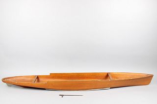 Carved Wooden Canoe Boat Display Model