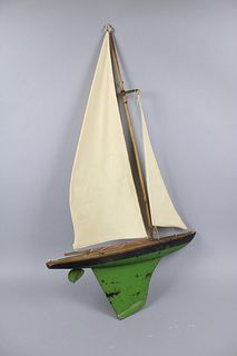 Jacrim Hollow-Boat Green Painted Sail Boat Model