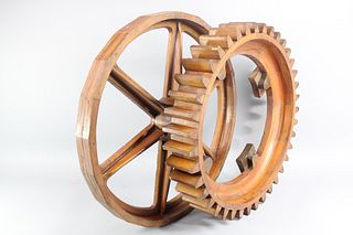 Pair of Industrial Factory Foundry Wood Gear Molds