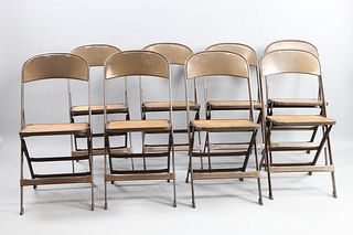 Set of 8 Clarin Metal & Wood Folding Chairs, Wedding