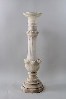 Antique Neoclassical Carved Alabaster Sculpture Display Pedestal