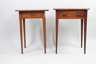 Mismatched Pair of Hepplewhite One Drawer Stands, Primitive