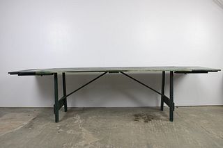 Huge 10 Ft Folding Green Painted Wood Farmhouse Table