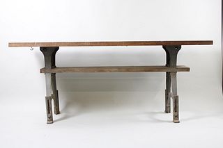 Karl Kiefer Cast Iron Base Industrial Work Bench Table