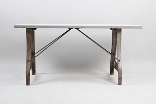 Industrial Cast Iron Deming Enamel Lined Work Table/Bench