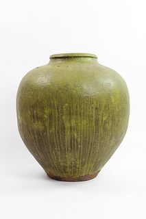 Large Green Terra Cotta Ceramic Studio Pot