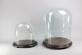 Lot of 2 Antique Glass Cloche Dome Display Cases