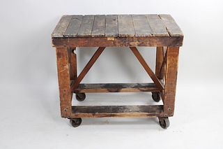 Industrial Factory Wood Rolling Work Cart, 2 of 2