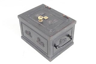 Antique Cast Iron Strong Box with Lions by Cannon