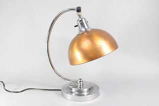 Art Deco Copper & Chrome Table Lamp, Bauhaus Style