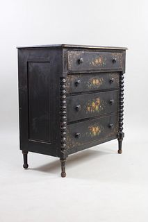 Antique Black Painted Chest of Drawers Dresser