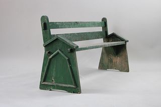 Green Painted Wood Bench, Bauhaus Style