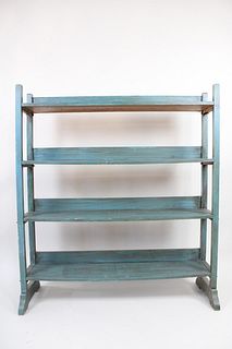 5-ft Painted Blue Wood Nabisco Store Display Bread Shelf