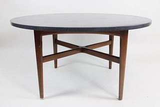 Mid Century Danish Modern X-Base Slate Top Coffee Table