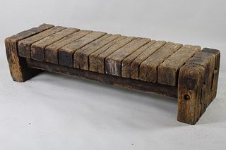 Mid Century Modern Primitive Chunky Brutalist Bench, 4 of 7