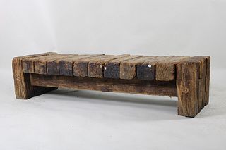Mid Century Modern Primitive Chunky Brutalist Bench, 5 of 7
