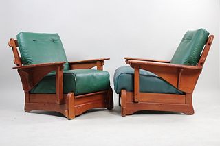 Pair of Paddle Arm Cushman Club Lounge Chairs