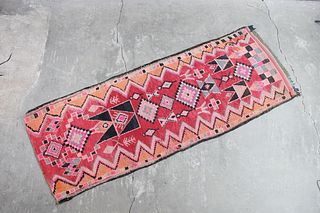 8 x 3-ft Moroccan Taznakht Style Red & Pink Runner Rug