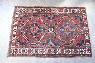 Colorful 7x5 Ft Heriz Persian Wool Rug