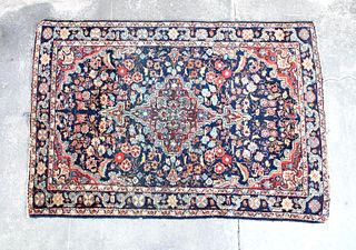 Small 5x3 ft Red & Blue Persian Wool Rug