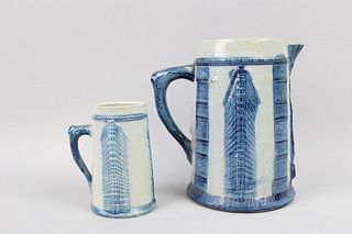 Pair of Flatiron Building Salt Glaze Stoneware Pitcher & Mug