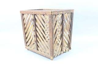 Wooden Tapered Basket Hamper with Diagonal Slats