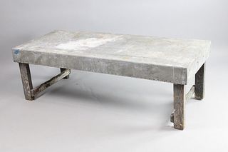 Short Primitive Industrial Zinc Wrapped Work Bench/Table