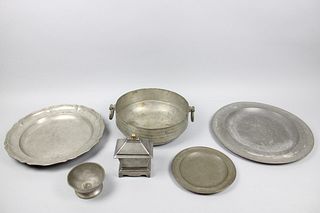 Lot of 6 Antique Pewter Items