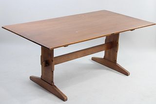 Wooden Trestle Base Dining Table, 1 of 2