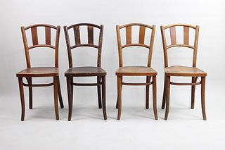 Set of 4 Bentwood Thonet Style Slat Back Bistro Cafe Chairs