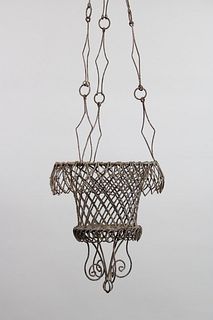 Antique Victorian Ornate Hanging Wire Planter Basket