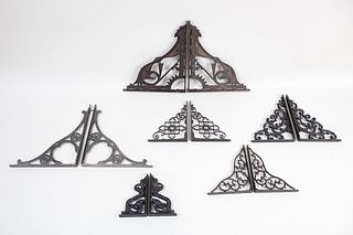 Lot of 6 Pairs of Victorian Ornate Cast Iron Corner/Shelf Brackets