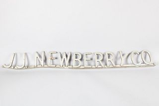 Metal Art Deco JJ Newberry Co 5&10 Store Sign