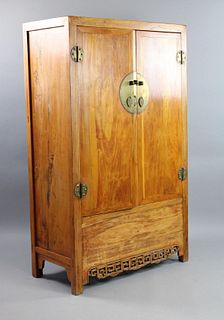 Tall Carved Chinese Wardrobe Cabinet