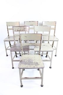 Set of 6 Industrial Grey Toledo UHL Dining Chairs, All Metal
