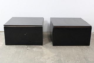 Pair of Mid Century Modern Black Marble Side Tables