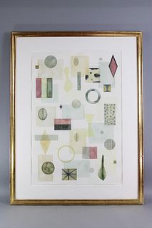 Signed and Framed Abstract Watercolor by D. Meyer
