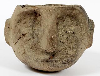 CADDO MISSISSIPPIAN INCISED POTTERY HEAD FORM POT