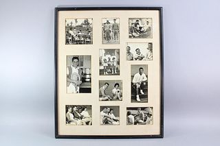 11 Framed Photos of Young Tennis Players, Mid Century