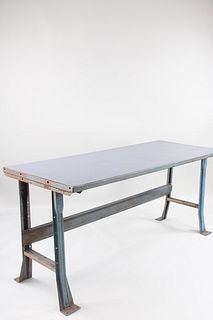 Blue Industrial Metal Work Bench Table